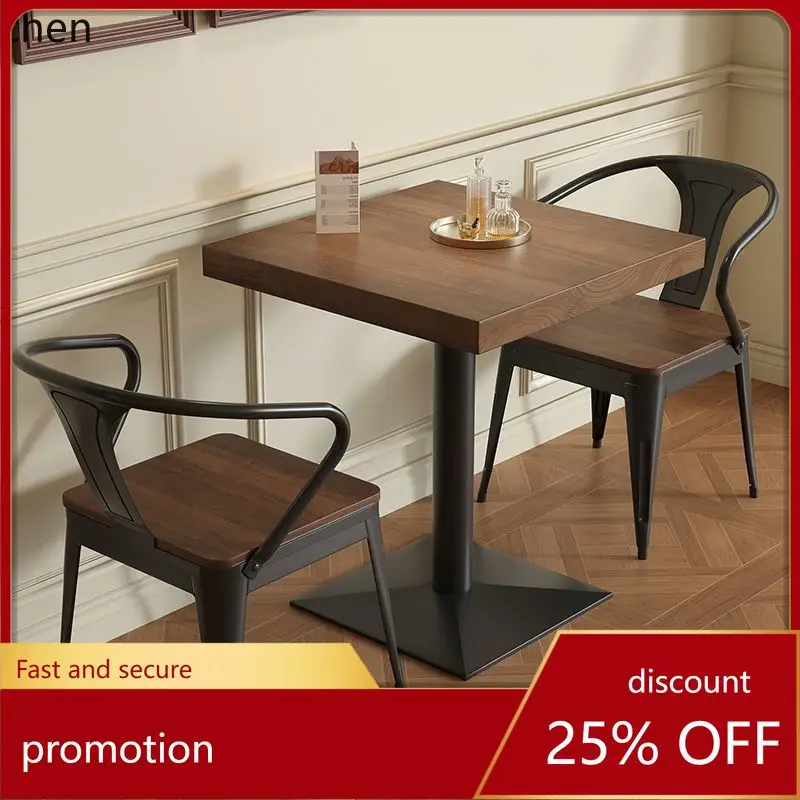 ZML Solid Wood Dining Table and Chair Set Square Round Double Small Square Single Leg Table