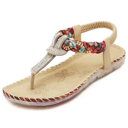 Clear Heels 2024 Summer Beach Sandal Woman Luxury Female Shoe Flip Flops Platform Bling Bling Girls Corrective Rhinestone Flat B