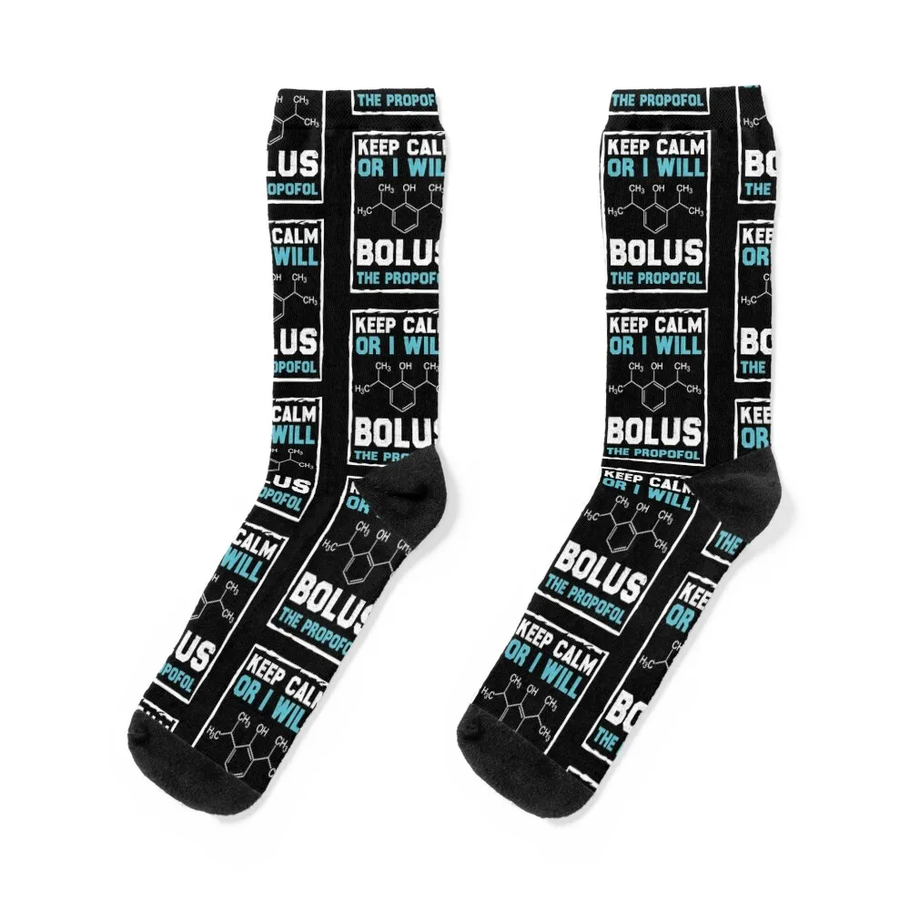 

Keep Calm Or I Will Bolus The Propofol Socks Lots colored professional running christmass gift Male Socks Women's