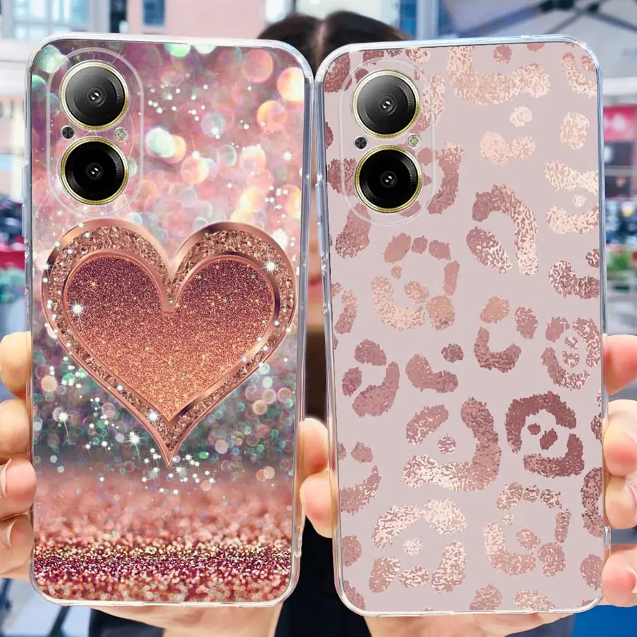 For Realme C67 4G 5G Phone Case Transparent Soft TPU Rubber Cover Lovely Cat Beauty Butterfly Flower Capa For Realme C67 RMX3890