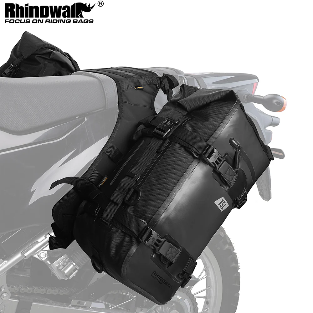 Rhinowalk Motorcycle Double Side Bags Set Include 2pcs Waterproof Motor Saddle Bag With 1 Pc Bag Install Rack Base Accessories