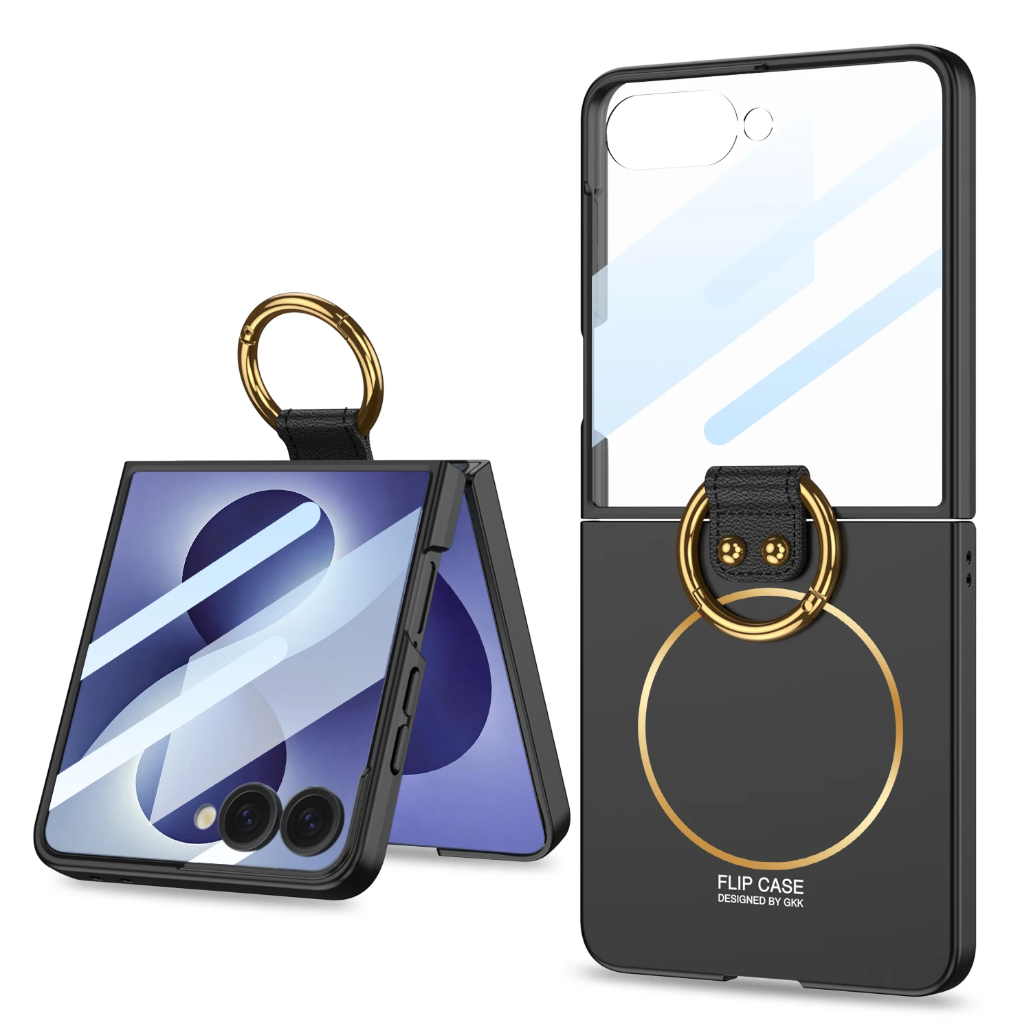 For Samsung Galaxy Z Flip 8 Case Ultra-thin Matte Ring With Mirror Film Magnetic Wireless Charging Shockproof Cover Accessories