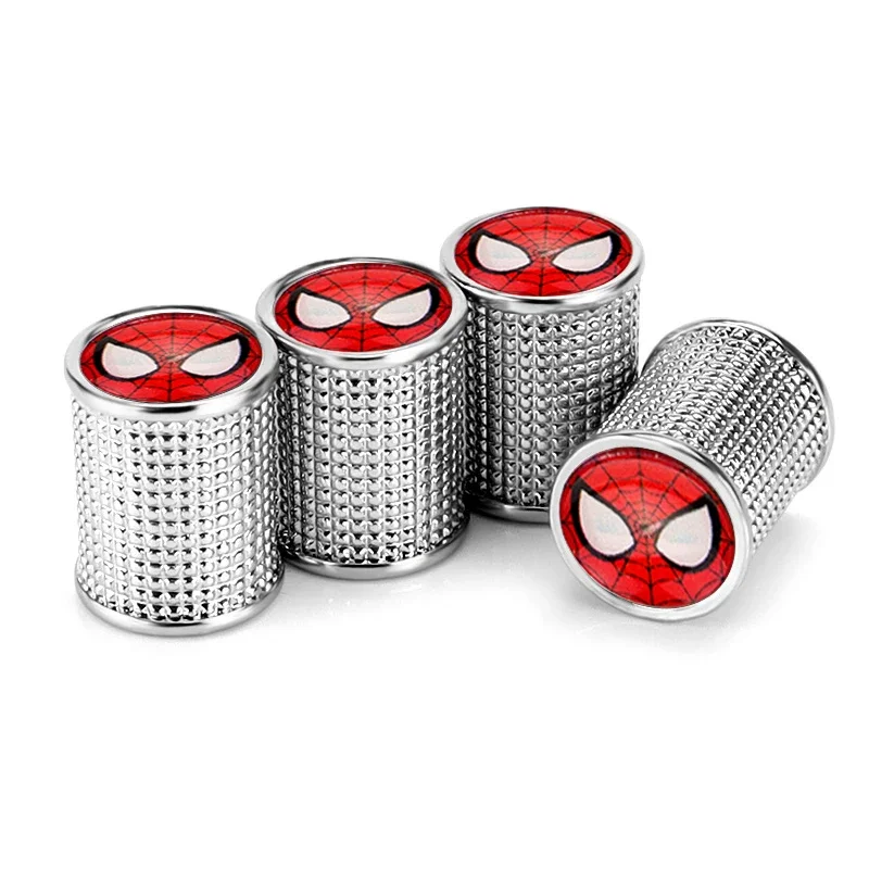 4pcs Anime Cartoon Marvel Spider Man Car Wheel Tire Valve Stem Caps for Audi BMW Honda Nissan Lexus Tesla Mercedes Benz Maserati