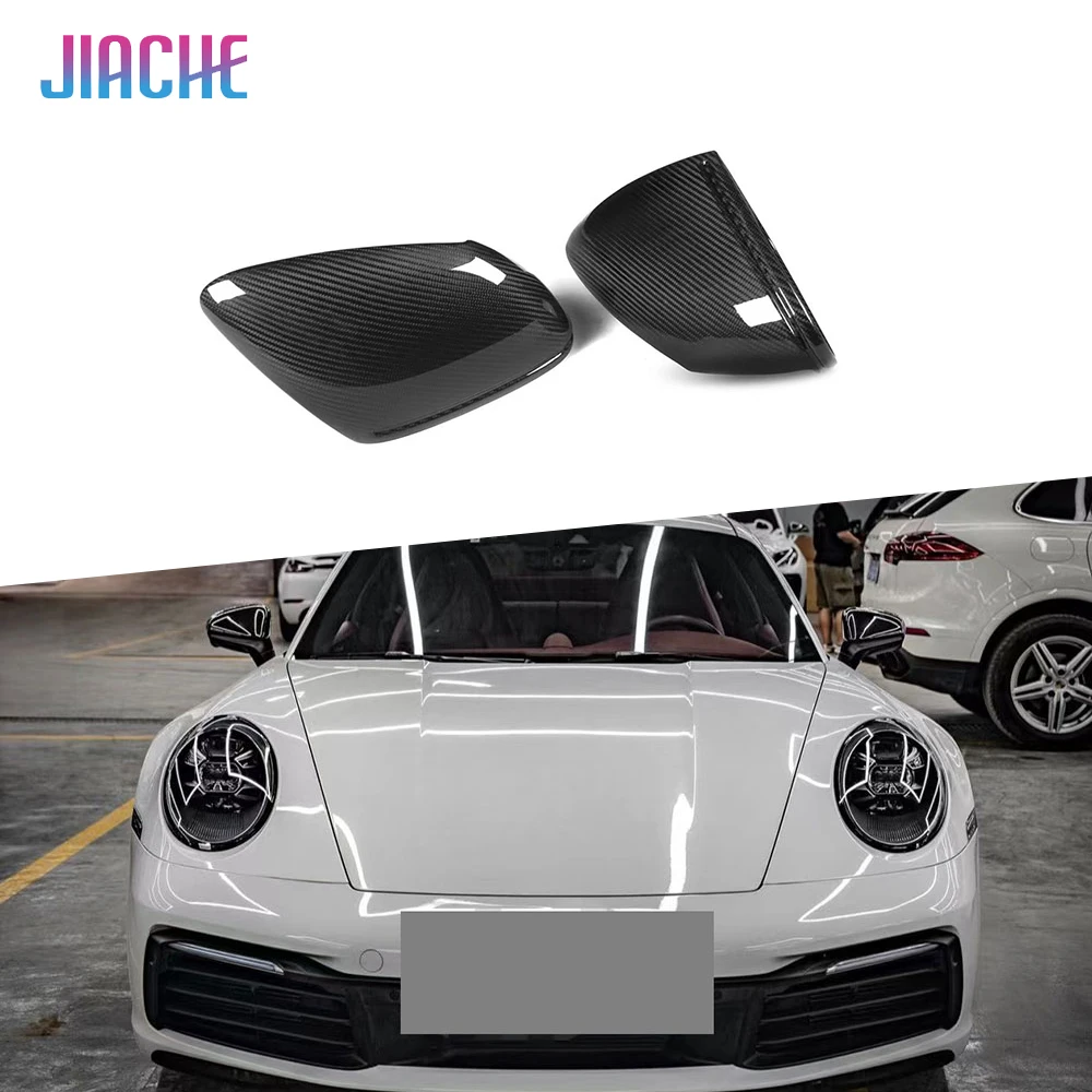 For Porsche 992 Taycan 2019+ LHD Dry Carbon Fiber Car Side Mirror Cover Sideview Mirror Caps Replacement Rear View Mirror Cover