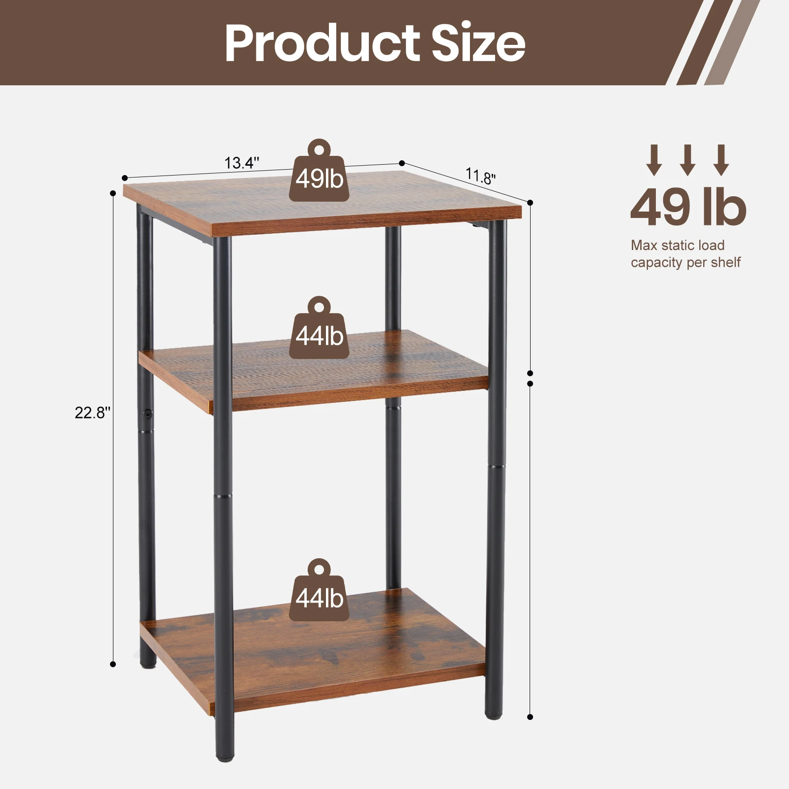 Pop 2/3-Tier End Table Side Tables With Adjustable Feet Small Nightstand Steel Frame Space-Saving For Bedroom Living Room Office