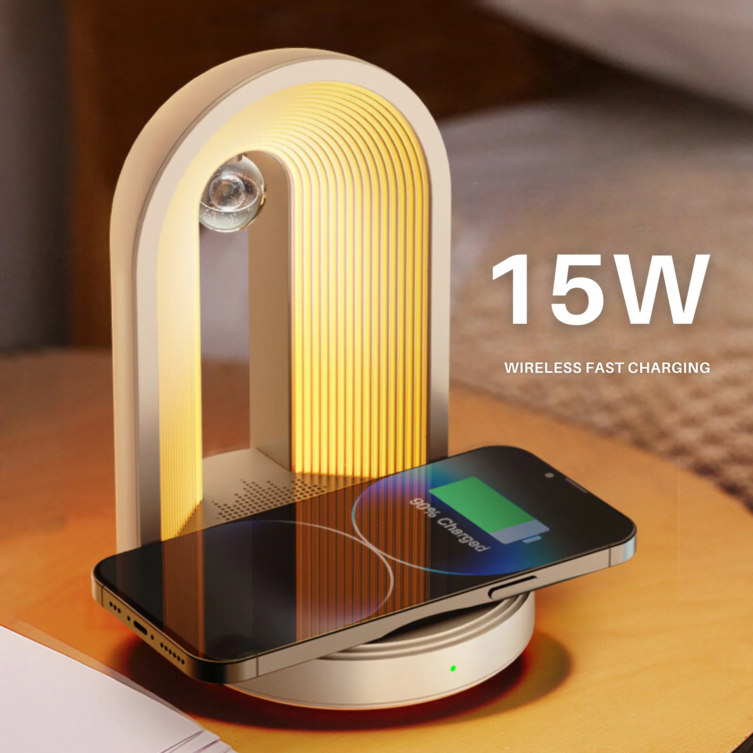 U3 Lamp Bedside Table 15W Fast Wireless Charging Surround Sound Bluetooth Speaker Cold and Warm Light Adjustable Night Light