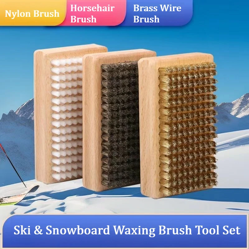 Ski & Snowboard Care Brushes, Polishing & Waxing Brushes, Copper Brush, Nylon Brush, Horsehair Brush for Ski & Snowboard