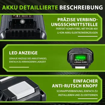 適用於 Ryobi 40V 無線電動工具的 Op4040A1 6.0Ah 鋰離子電池,可取代 Op4015 和 Op4026 型號電池。本地倉庫出貨。 10 最佳銷售 利比鼓風機 - №3