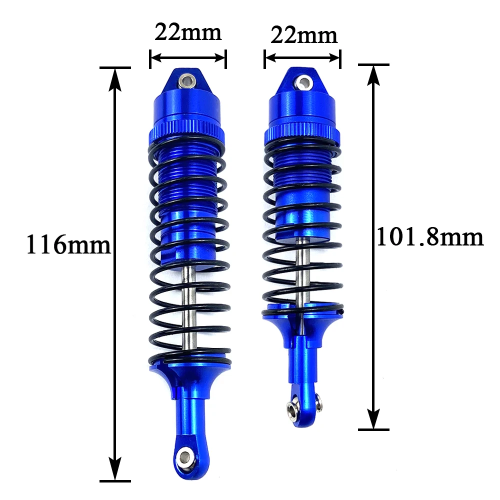 Aluminium Alloy Front & Rear Shock Absorber Assembled Full Metal Big Bore Shocks for Traxxas 727 1/10 Slash 4x4 RC Car Truck Acc