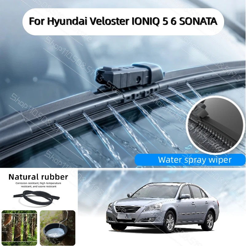 Car Modify Windshield Water Spray Wiper Blades For Hyundai Veloster IONIQ 5 6 SONATA Auto Wet Arm Cleaning Wiper Accessory