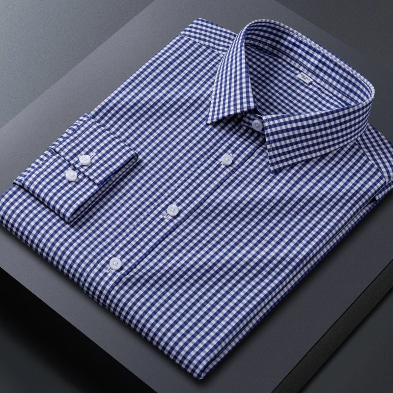 Bamboo Fiber New Classic Striped Plaid Shirt Men Long Sleeve Slim Fit 3xl Business Men's White Dress Shirt Long Sleeve Casual