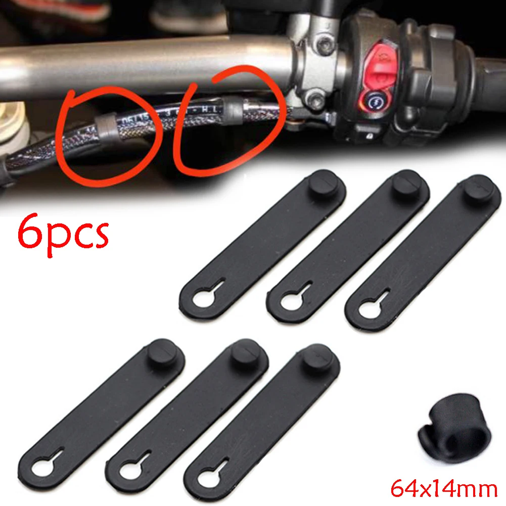 Cables de arnés de cableado de amarre de goma para marco de motocicleta, tira adhesiva de tensión de amarre de Cables de válvula de acelerador de 64mm, 6 piezas