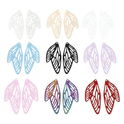 10pcs Butterfly Wing Charms Pendants Multicolor Painted Metal Charms Diy Necklace Bracelets Women Hollow Jewelry 5cm X 2.1cm