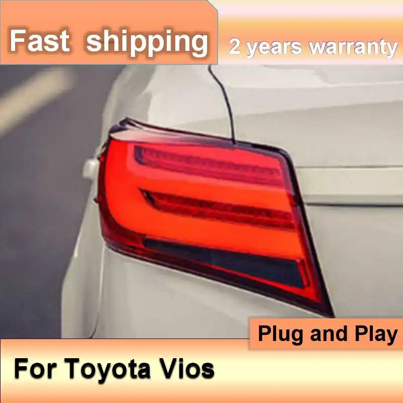 Car Accessories for Toyota Vios Taillight 2014-2016 Vios Tail Light Rear DRL Fog Brake Turn Signal Reversing