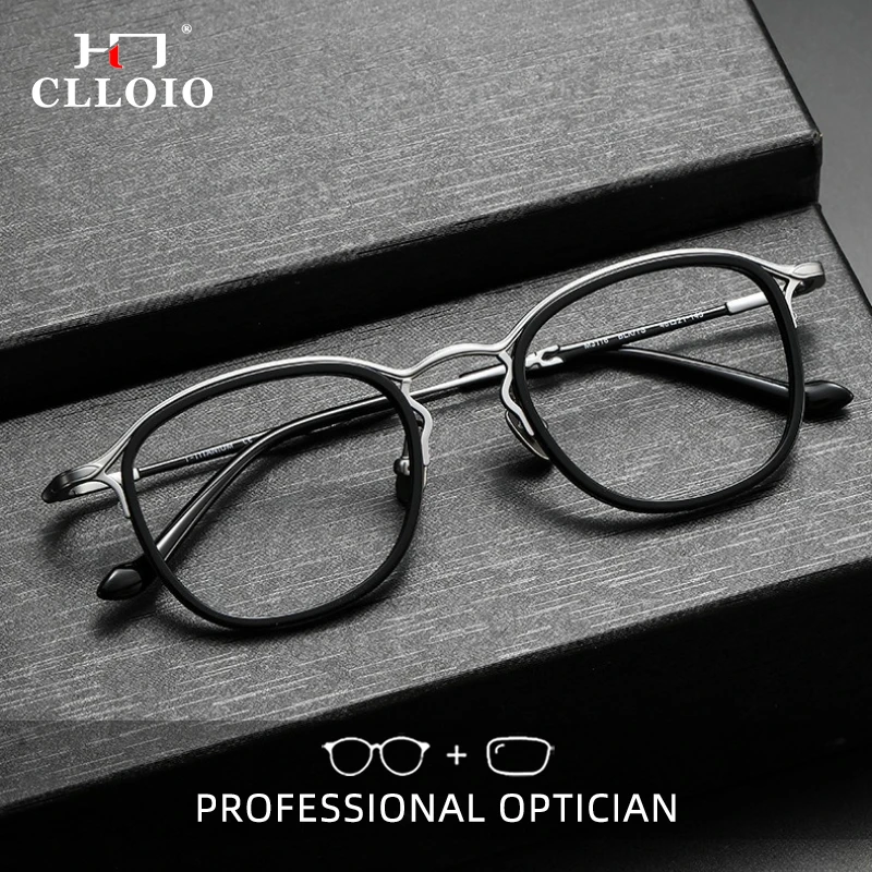 

CLLOIO Vintage Luxury Durable Reading Glasses Blue Light Blocking Acetate Frame Titanium Temple Progressive Prescription Eyewear