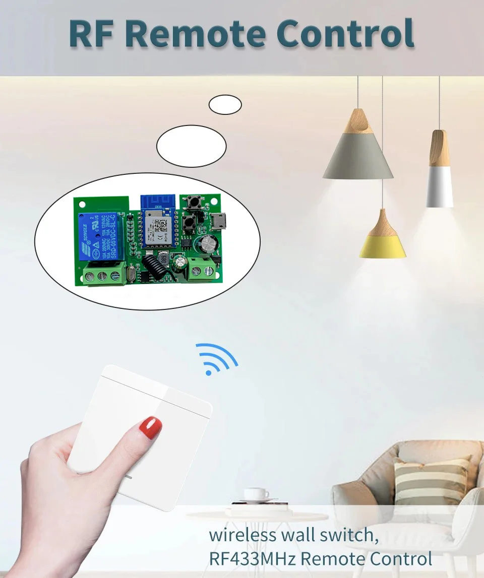 Умный переключатель Alexa Tuya Smart Home 1CH 10A Беспроводной переключатель Wi-Fi Релейный модуль Пульт дистанционного управления Выключатель света Alexa Google Home