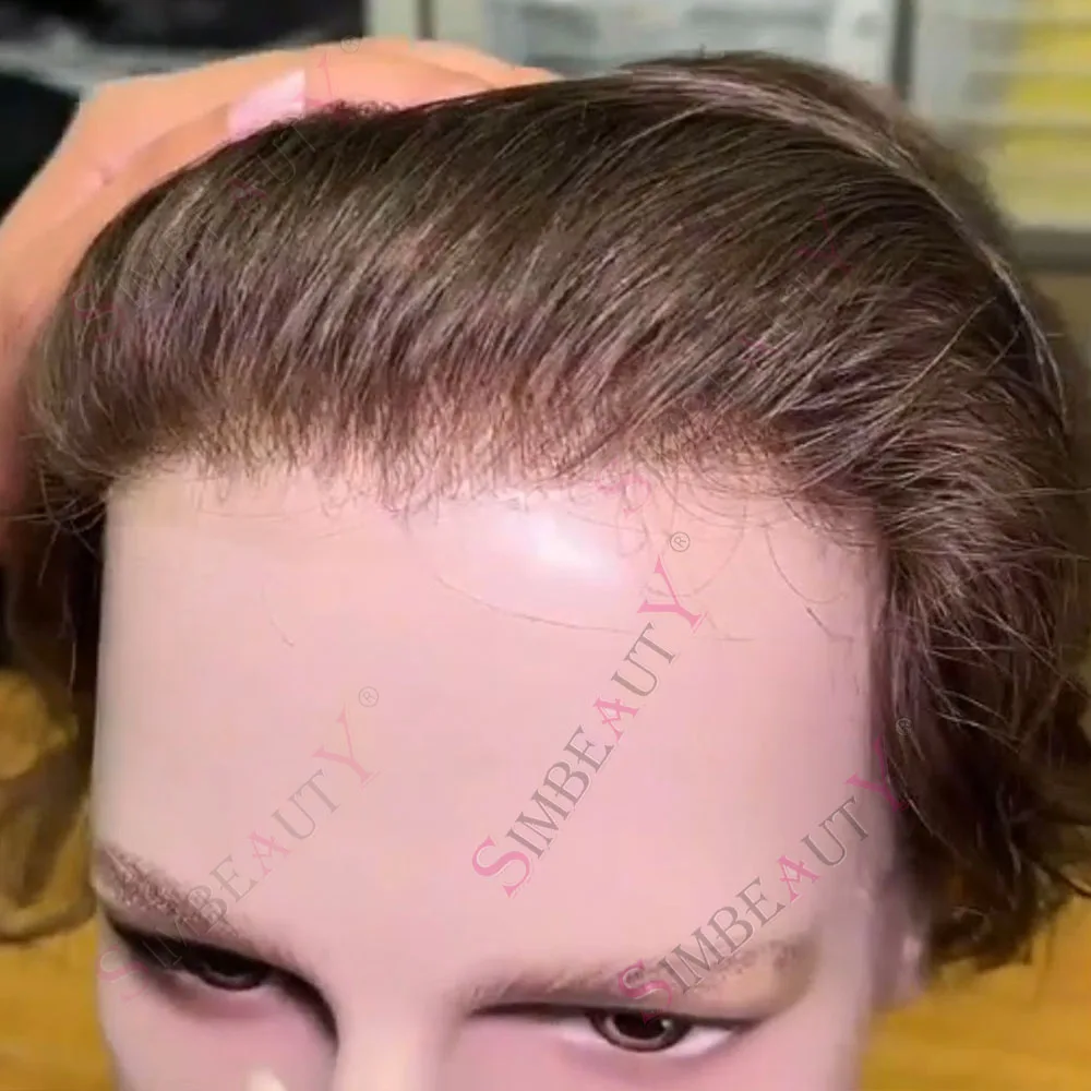 

Легкий вес, 80% 0,02 мм, супер самая тонкая кожа, натуральная линия волос, мягкая на ощупь, коричневый, светлый, премиум-серый, 1B50, невидимые мужские волосы-парики