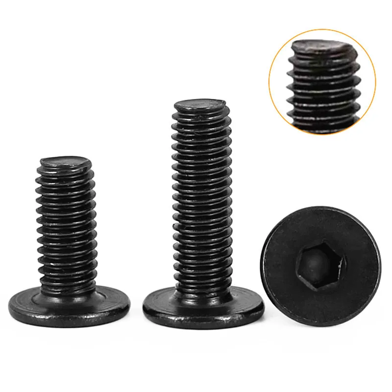 

10-100PcsM2 M2.5 M3 M4 M5 M6 CM Black Stainless Steel Hex Hexagon Socket Ultra Thin Super Low Flat Head Allen Cap Screw Bolt