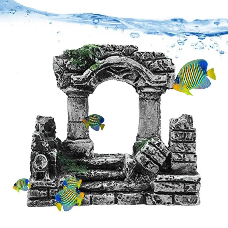 Small Aquarium Decorations Vintage Roman Column Pillar Ruins Rocks Aquarium Landscape Fish Tank Rock Ruins Plants Decor Aquarium