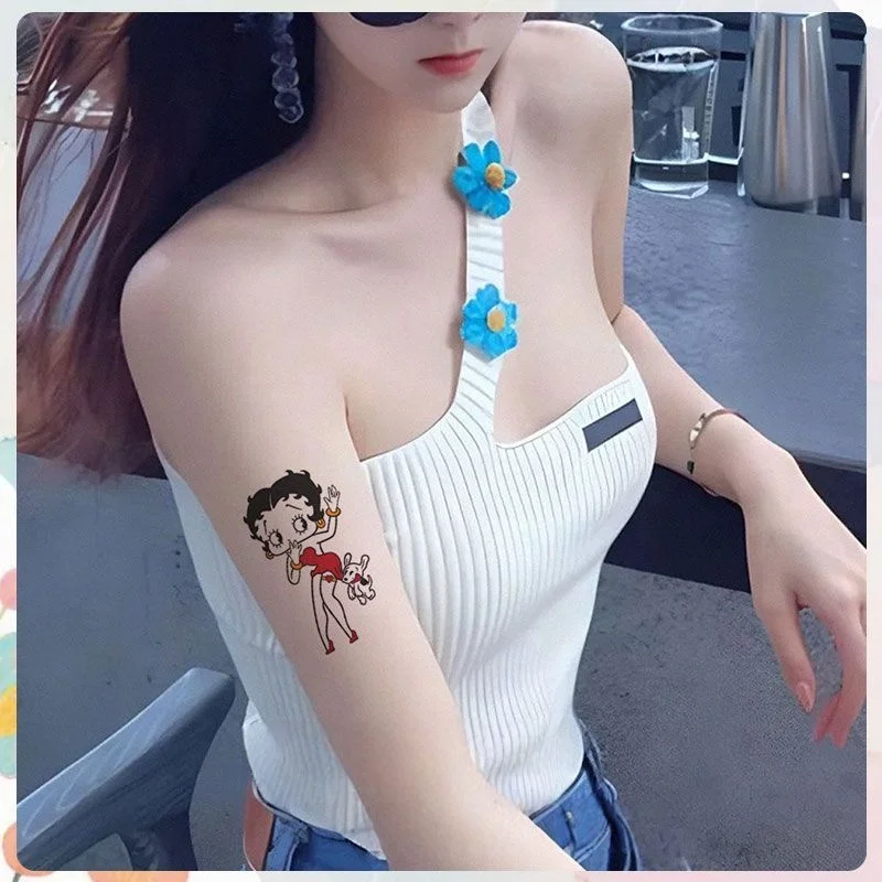 Miss Betty anime cartoon merchandise, cute Betty design tattoo stickers, waterproof, long-lasting, ready to stick and color view 3