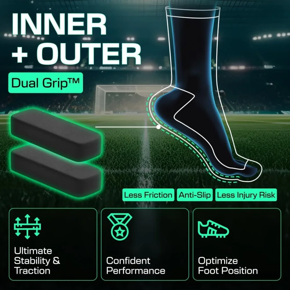 Dual Grip Socks - Soccer Grip Socks for Men and Women. Performance & Comfort - Anti-Slip Grip Socks for Soccer，Sports socks