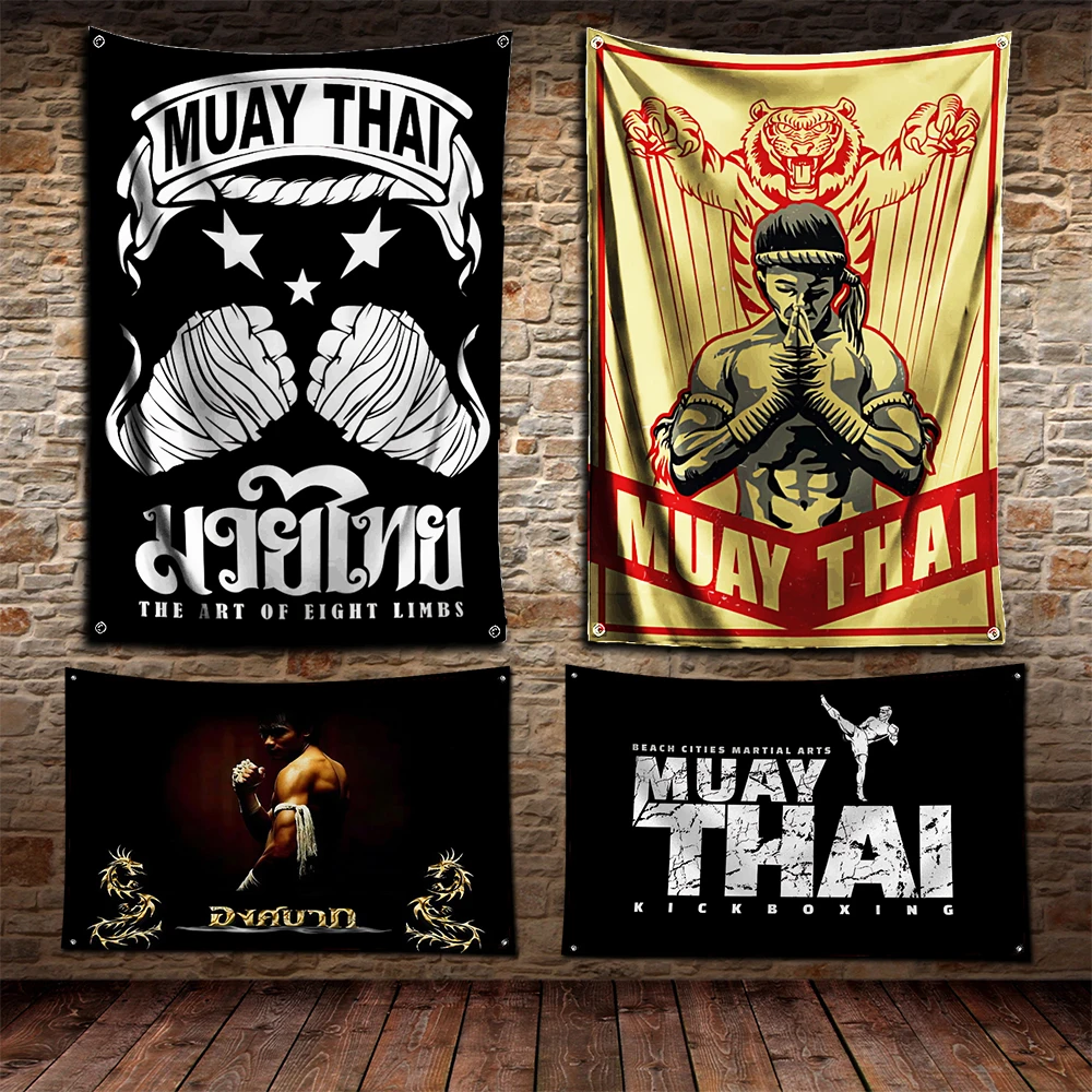 3x5 Ft Muay Thai Knowledge Flag Polyester Digital Printing Banner for Garage Wall Art Out Door Decoration With Brass Grommets