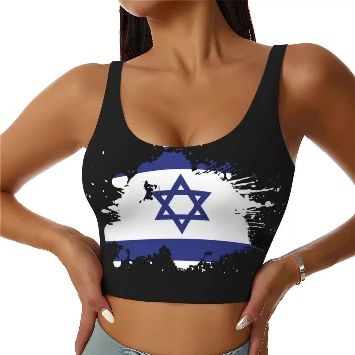 

Sports Bra Women Running Yoga Clothes Vest Grunge Israel Flag Gathering Fitness Vest