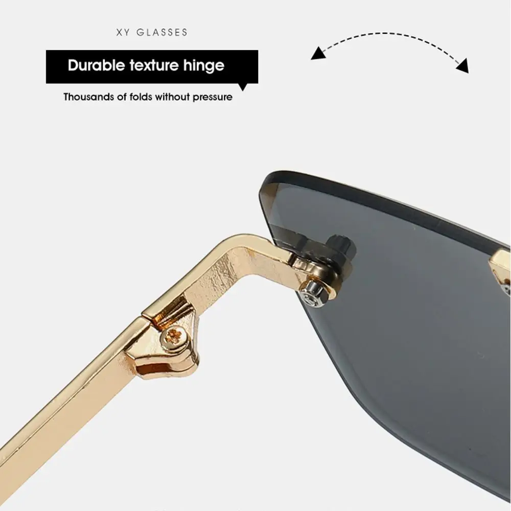 Oversized Double Bridge Sunglasses Frameless Square Frame Men's Shades UV Protection Rimless Street Shooting Eyewear