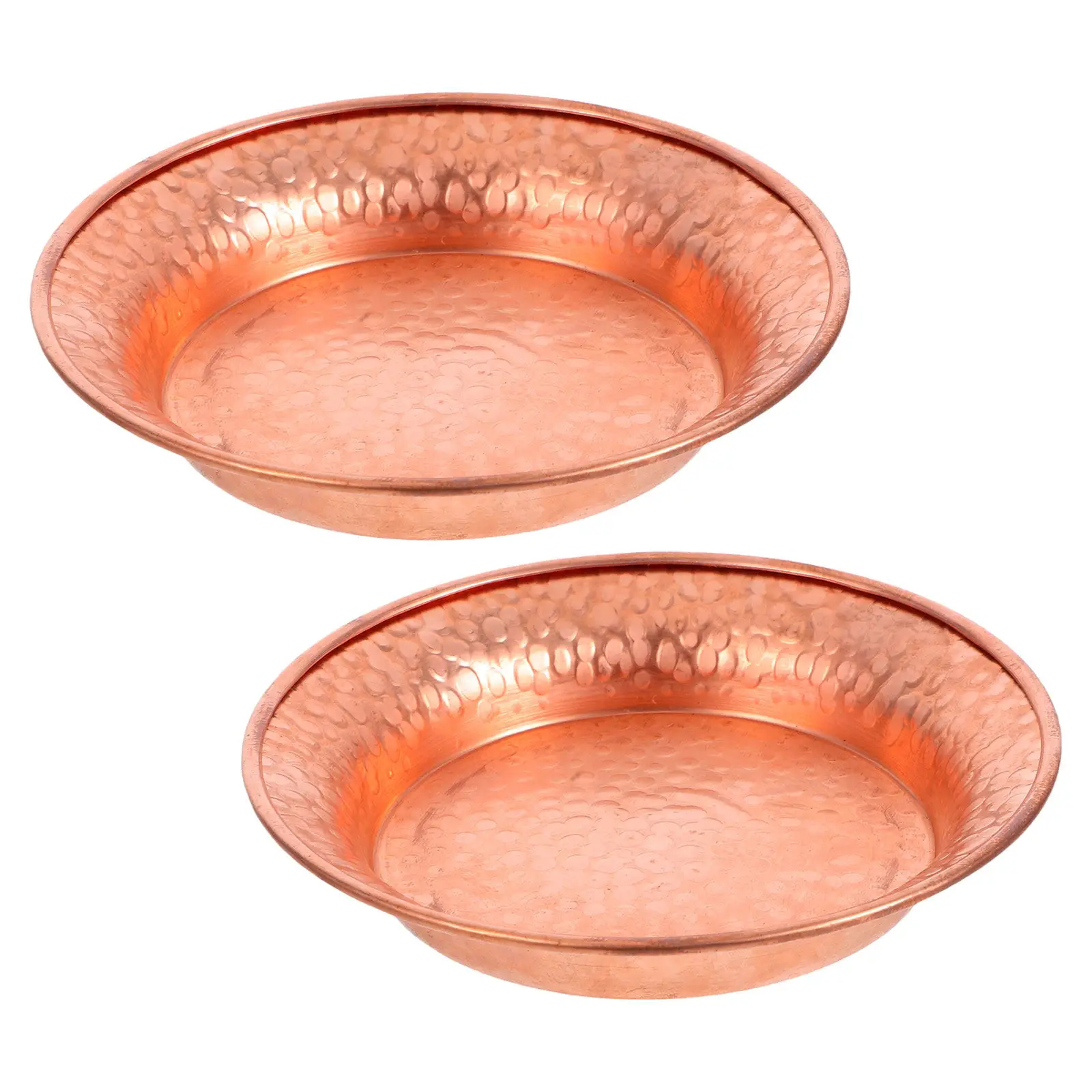 2Pcs Vintage Copper Decorative Bowl Handmade Hammered Patina Copper Jewelry Dish Desk Organizer Fruit Centerpiece
