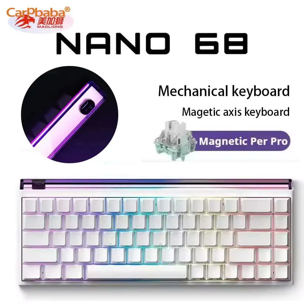 

Madlions Nano68 Magnetic Axis Keyboard 8K Low Latency Esports Gaming Keyboard RGB Adjustable 0 Dead Zone RT0.01 Ergonomics
