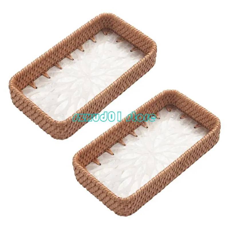 

1XCA Поднос для демонстрации ювелирных изделий с узором в виде листьев из натурального волокна Прикроватный столик для хранения