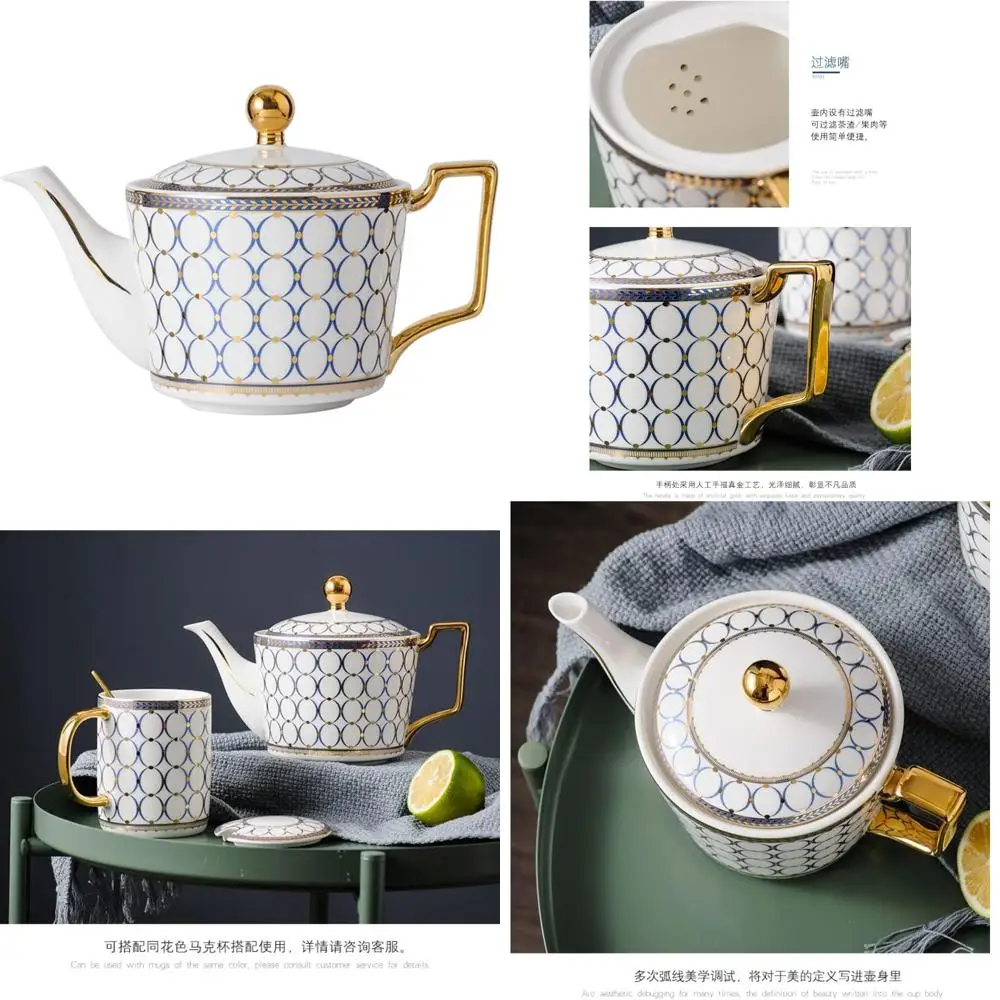 

European Style Ceramic Tea Pot for Blooming and Loose Leaf Tea, 24-Ounce Capacity, Stainless Steel Filter Not Included