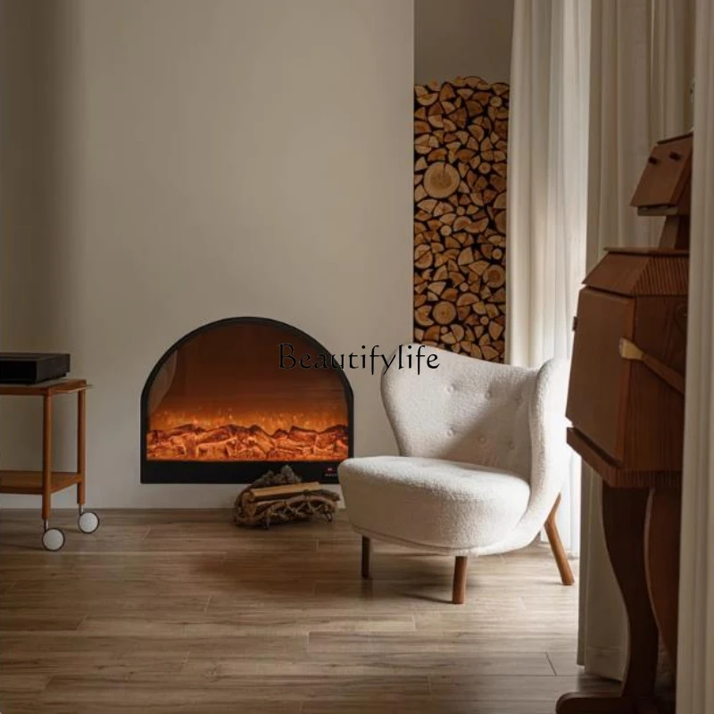 02Special-shaped fireplace simulation fire Internet celebrity homestay hotel background wall decoration furnace core heating