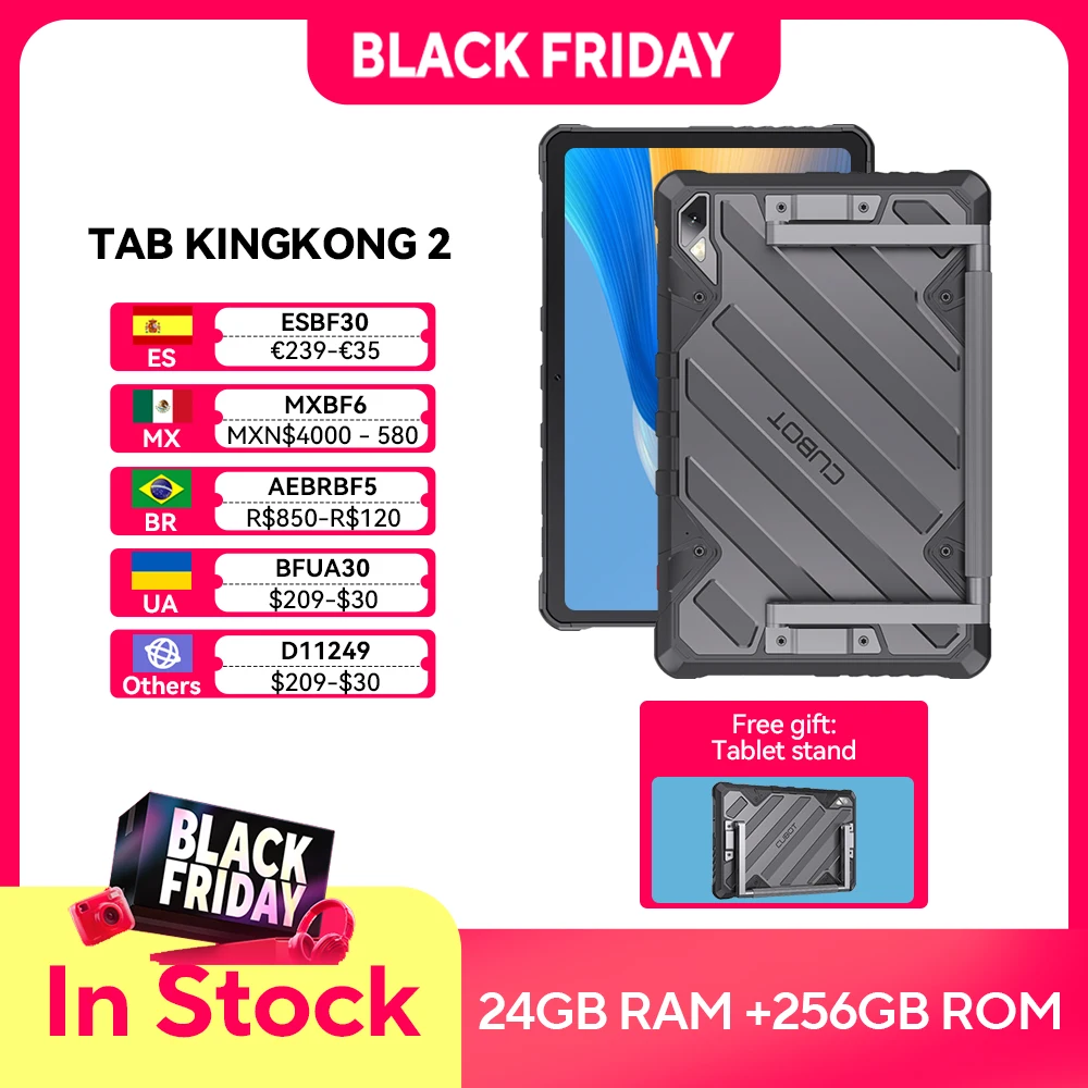Cubot TAB KingKong 2, защищенный планшет Android 14, Helio G99, восьмиядерный процессор, аккумулятор 20400 мАч, 16ГБ ОЗУ (8 ГБ + 8 ГБ расширенной памяти), 256 ГБ ПЗУ, экран 10,95 дюйма 2K, 4G водонепроницаемый планшеты