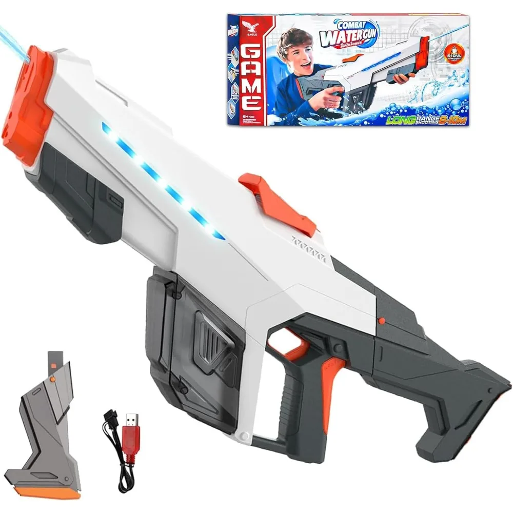 

Electric Water Gun, Automatic Water Gun with Water Absorption, 610CC Capacity Double Shooting Mode Water Guns,Range up to 32-45