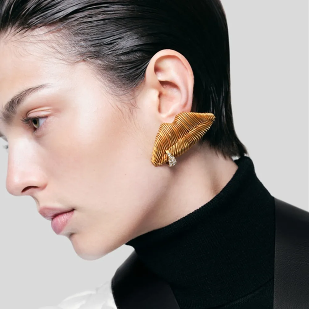 Schlichtes Design, metallbeschichtete, lippenförmige Ohrstecker für Damen, Modeschmuck, Vintage-Kollektion, Ohrringe, Accessoires