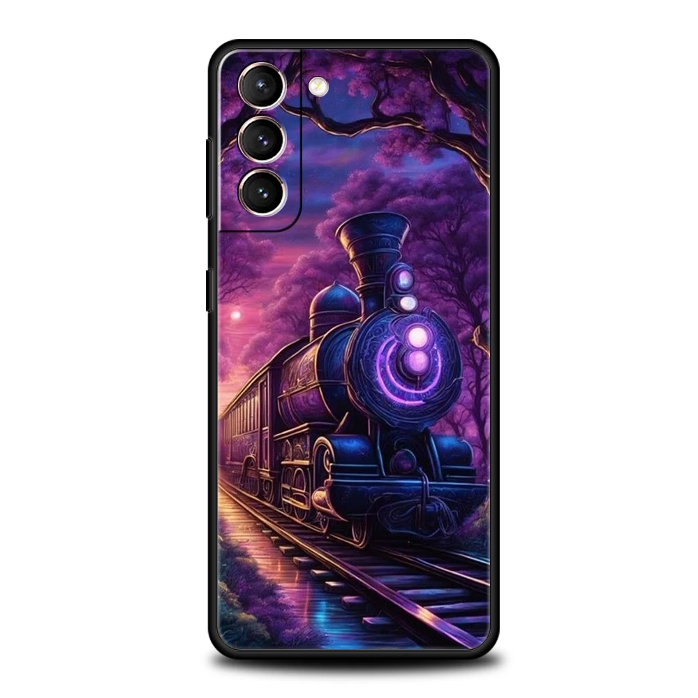 트레인 케이스 삼성 갤럭시 S24 S23 S22 S20 S21 FE 울트라 S10 S10E S9 S8 플러스 5G 실리콘 충격 방지 휴대폰 커버, Capas 가방 TPU