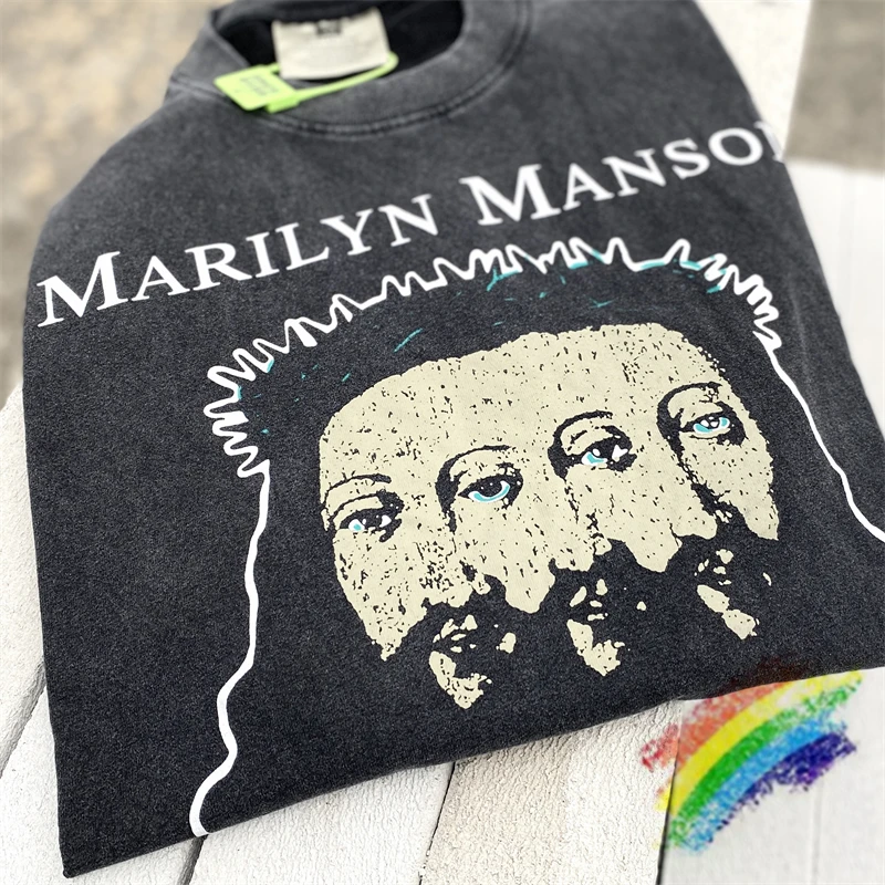 Marilyn Manson Rock Band T Shirt 1:1 Best Quality HIP HOP Vintage Oversized Loose Streetwear T-shirt Tee Tops