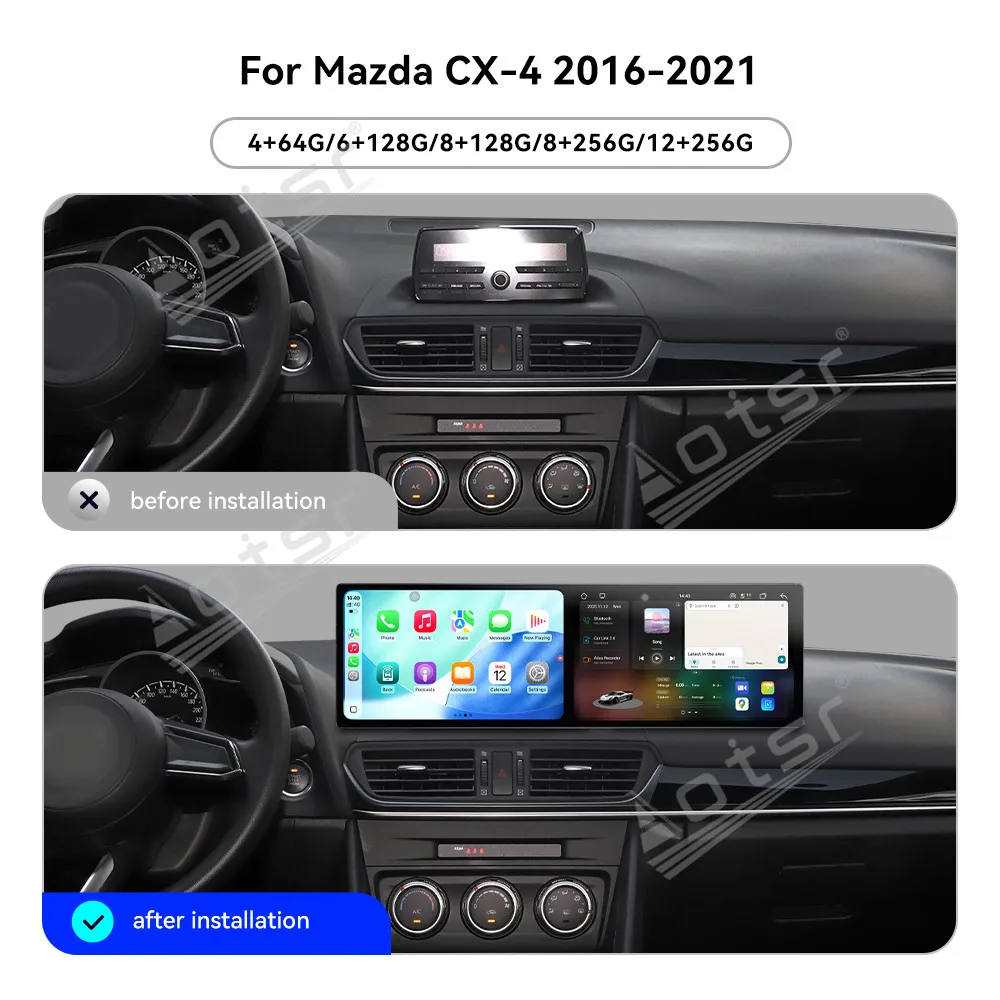 أندرويد 15 المزدوج 10.1 بوصة شاشة راديو السيارة مع Carplay نظام تحديد المواقع والملاحة لمازدا CX-4 2016-2021 الوسائط المتعددة رئيس وحدة ملحق #3