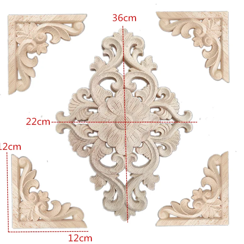 나무 조각 캐비닛 장식 데칼 단단한 나무 꽃 유럽 스타일 조각 코너 꽃, 크로스 보더 특별 공급