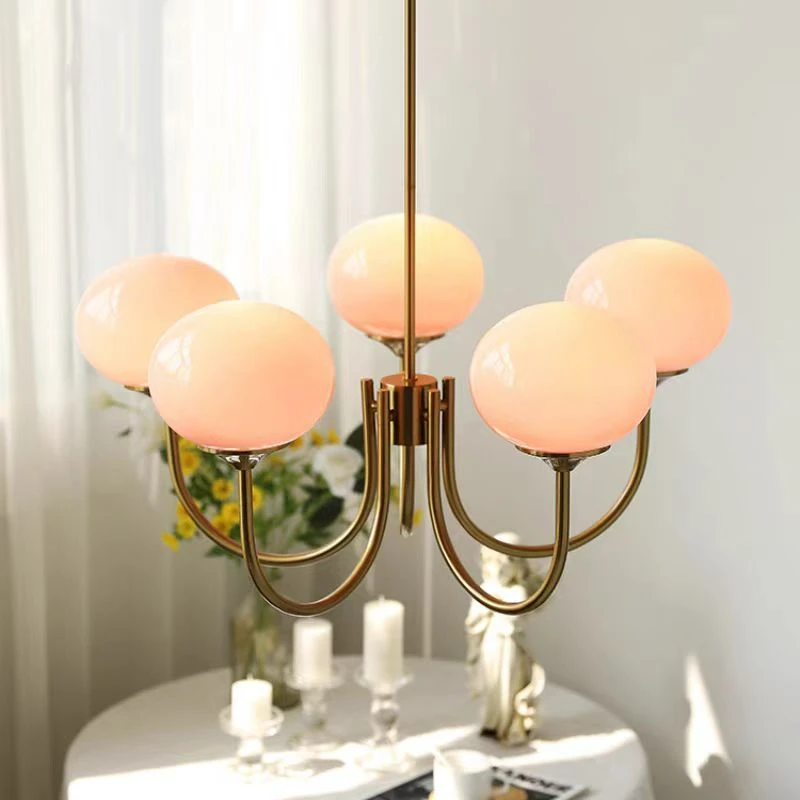French Simple Girl's Room Chandelier Bedroom Lamp Designer Art Warm Romantic Children's Room Pink Medieval Bauhaus Pendant Light