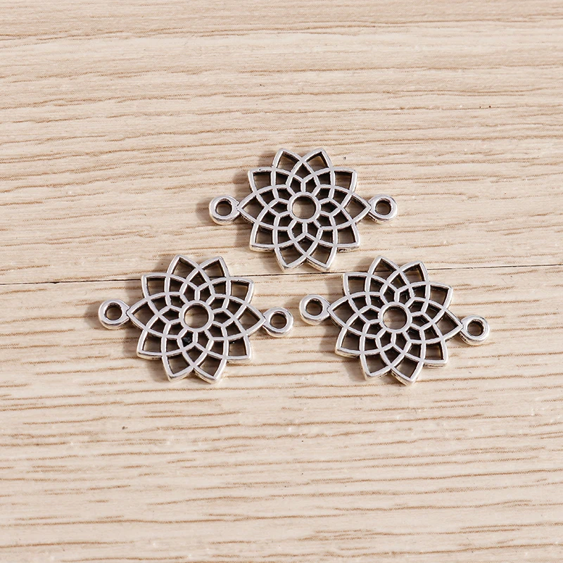 Tusember 40 Stück 14*20mm Metall Niedliche Hohle Lotus-Anhänger Verbinder für Schmuckherstellung Handgemachte DIY Halsketten Ohrringe Armbänder – Detail 2