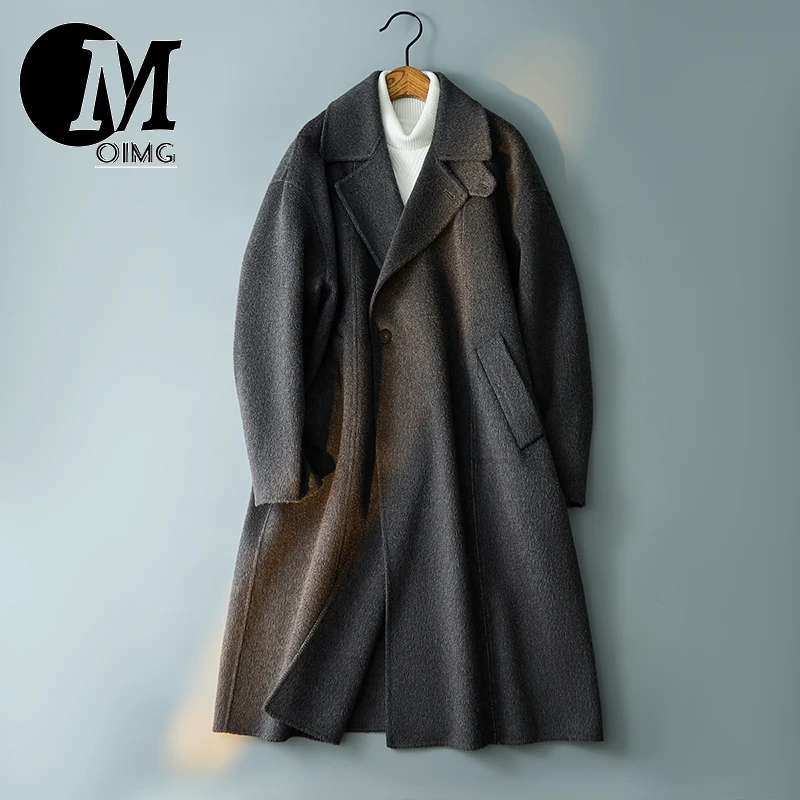 [OIMG] Autumn And Winter Woolen British Minimalist Gray Style Windbreaker, Wool Suit Collar Coat,