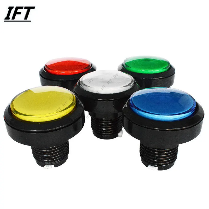 1PCS Recreation Arcade Button 5 Colors LED 12V Light Lamp 45MM Convexity Big Round Arcade Video Game Player Push Button Switch