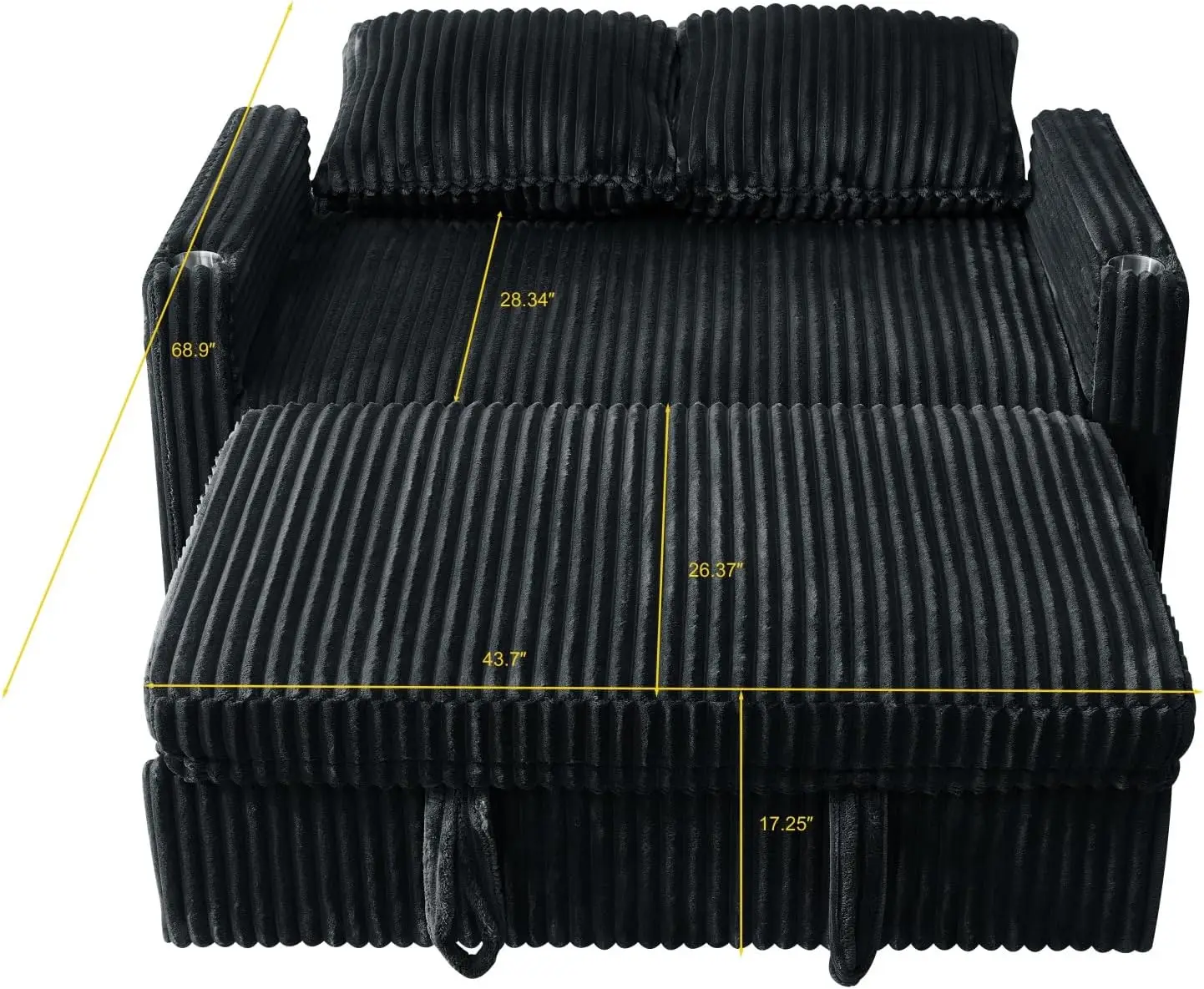 أريكة سحب 3 في 1، سرير أريكة سروال قصير مقاس 56 بوصة، أريكة نوم قابلة للتحويل للغرفة، مسند ظهر قابل للتعديل منجد