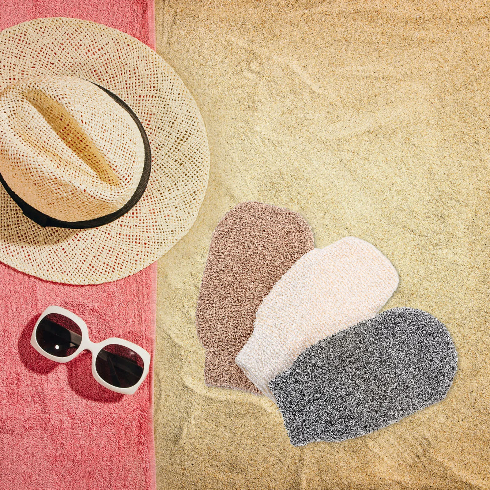 

3Pcs Summer Beach Sand Remover Mitt Durable Stylish Multi-Functional Sand Wipe Off Mitt for Outdoors Beach Gloves
