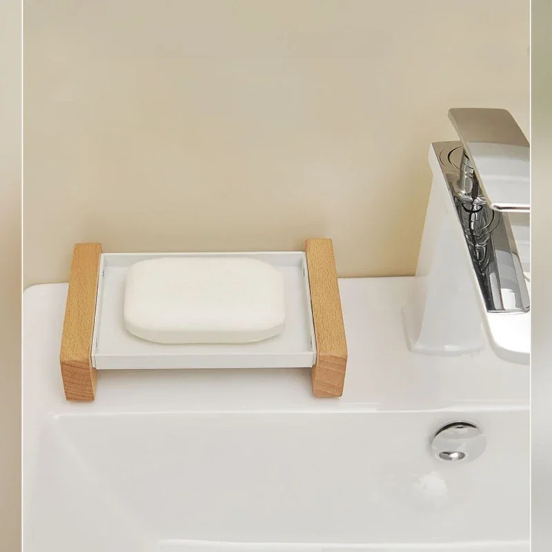 Bathroom Beech wood soap box toilet soap case no punching required soap holder organizer storage  bathroom accessories