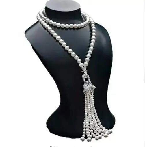 HOT SELL 7-8 mm Freshwater Leopard Head NATURAL shell PEARL NECKLACE