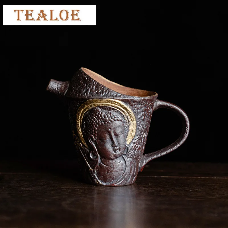 

160ml Old Pottery Mud Fair Cup Zen Ceramic Gilded Tea Pitcher Retro Cha Hai Justice Cup Coffee Divide Tea Services Craft Gifts