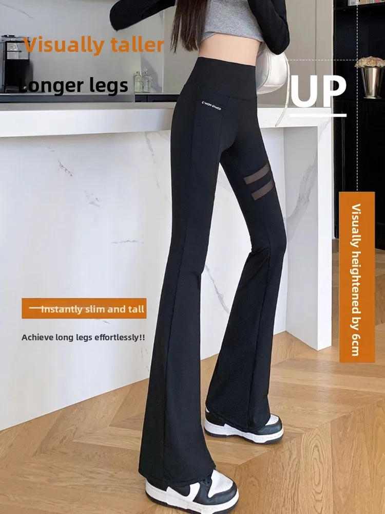 Pantaloni da yoga a vita alta da donna estivi Thin Me Arkskin Bell Bot controllo della pancia micro leggings svasati collant lavorati a maglia casual